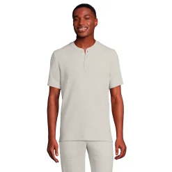 Men's Lands' End Waffle Pajama Sleep Henley -Cheap Mens Casual Outdoor Clothing Store 5500524 Light Stone