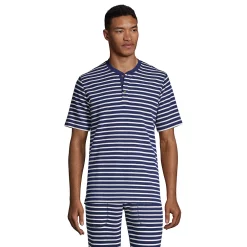 Men's Lands' End Waffle Pajama Sleep Henley -Cheap Mens Casual Outdoor Clothing Store 5500524 Navy Ivory Stripe