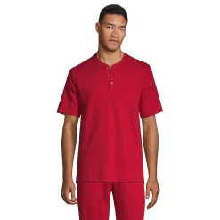 Men's Lands' End Waffle Pajama Sleep Henley -Cheap Mens Casual Outdoor Clothing Store 5500524 Rich Red