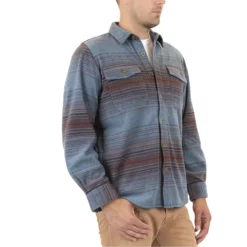 Men's Mountain and Isles Baja Stripe Regular-Fit Super-Soft Polar Fleece Button-Down Shirt -Cheap Mens Casual Outdoor Clothing Store 5502667 ALT2