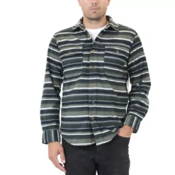 Men's Mountain and Isles Baja Stripe Regular-Fit Super-Soft Polar Fleece Button-Down Shirt -Cheap Mens Casual Outdoor Clothing Store 5502667 Green Multi Stripe