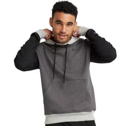 Men's Champion® Colorblock Powerblend Fleece Hoodie -Cheap Mens Casual Outdoor Clothing Store 5537040 Granite Heather Oxford