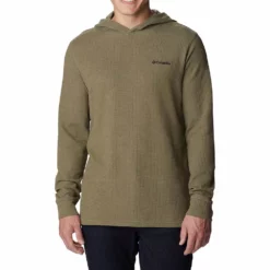 Men's Columbia Pine Peak™ II Waffle Hoodie -Cheap Mens Casual Outdoor Clothing Store 5550869 Stone Green
