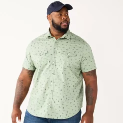 Big & Tall Sonoma Goods For Life® Button-Down Shirt -Cheap Mens Casual Outdoor Clothing Store 5558950 Camping Green