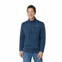 Men's Eddie Bauer Radiator Quarter Zip Pullover -Cheap Mens Casual Outdoor Clothing Store 5568115 Blue Atlantic