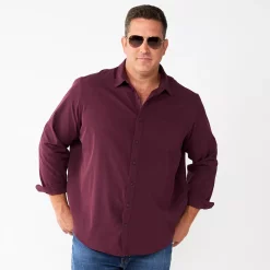Big & Tall Apt. 9® Button-Down Tech Shirt -Cheap Mens Casual Outdoor Clothing Store 5578833 Wine Tasting