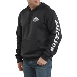 Men's Dickies Sleeve Logo Fleece Pullover Hoodie -Cheap Mens Casual Outdoor Clothing Store 5580380 Black