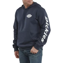 Men's Dickies Sleeve Logo Fleece Pullover Hoodie -Cheap Mens Casual Outdoor Clothing Store 5580380 Dark Navy