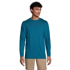 Big & Tall Lands' End Supima Crewneck Tee -Cheap Mens Casual Outdoor Clothing Store 5581276 Baltic Teal