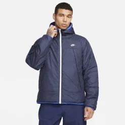 Men's Nike Therma-FIT Legacy Reversible Hooded Jacket -Cheap Mens Casual Outdoor Clothing Store 5581463 Obsidian Game Royal