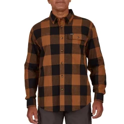 Men's Smith's Workwear Relaxed-Fit Buffalo Plaid Flannel Button-Down Shirt -Cheap Mens Casual Outdoor Clothing Store 5581511 Copper Black