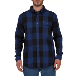 Men's Smith's Workwear Relaxed-Fit Buffalo Plaid Flannel Button-Down Shirt -Cheap Mens Casual Outdoor Clothing Store 5581511 Dark Black