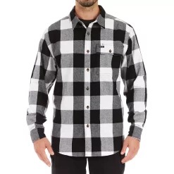 Men's Smith's Workwear Relaxed-Fit Buffalo Plaid Flannel Button-Down Shirt -Cheap Mens Casual Outdoor Clothing Store 5581511 New White Black