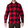 Men's Smith's Workwear Relaxed-Fit Buffalo Plaid Flannel Button-Down Shirt -Cheap Mens Casual Outdoor Clothing Store 5581511 Red Black