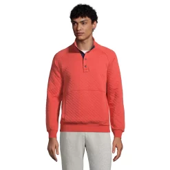 Men's Lands' End Quilted Snap-Front Mockneck Top -Cheap Mens Casual Outdoor Clothing Store 5582147 Rich Papaya