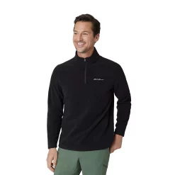 Men's Eddie Bauer Venture Fleece Quarter Zip Pullover -Cheap Mens Casual Outdoor Clothing Store 5583104 Black