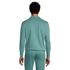 Big & Tall Lands' End Serious Sweats French Terry Quarter-Zip Polo -Cheap Mens Casual Outdoor Clothing Store 5583154 ALT