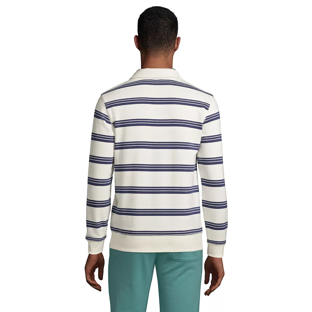 Big & Tall Lands' End Serious Sweats Striped French Terry Quarter-Zip Polo 4 Big & Tall Lands' End Serious Sweats Striped French Terry Quarter-Zip Polo - Image 2