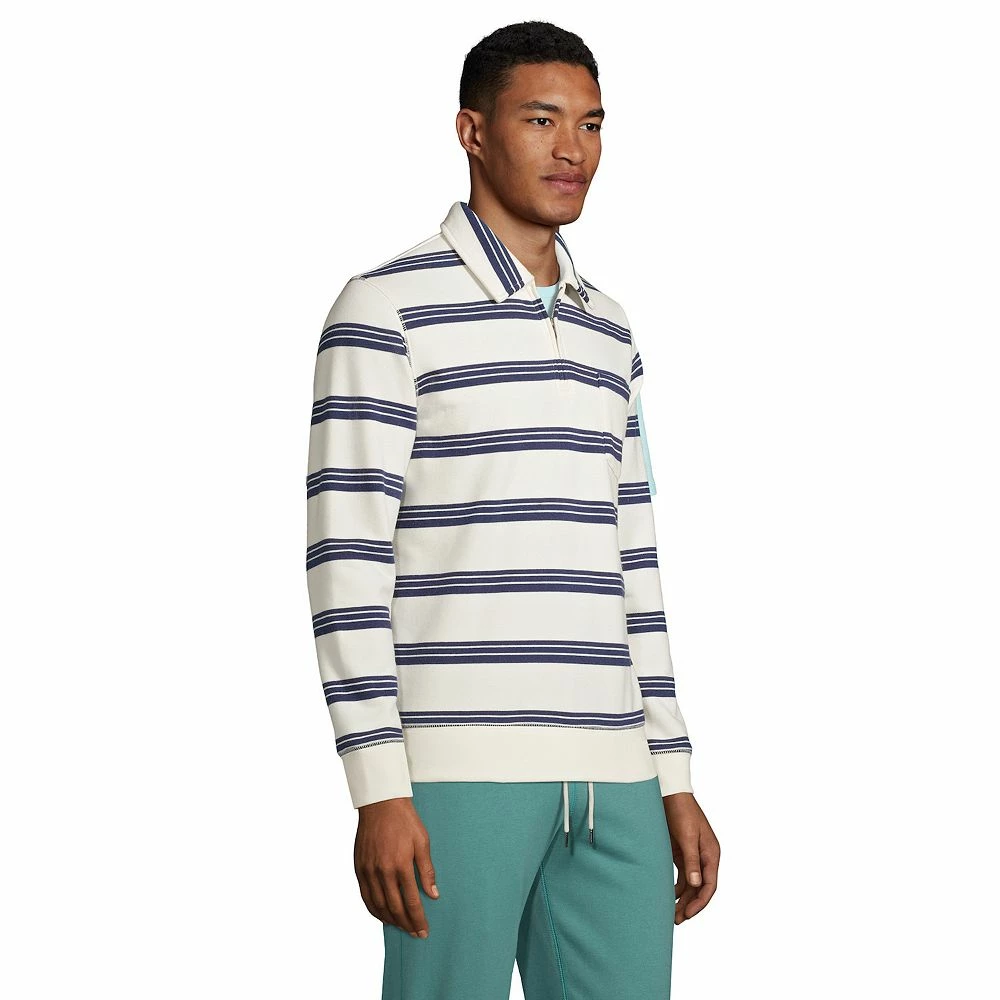 Big & Tall Lands' End Serious Sweats Striped French Terry Quarter-Zip Polo 5 Big & Tall Lands' End Serious Sweats Striped French Terry Quarter-Zip Polo - Image 3