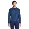 Big & Tall Lands' End French Terry Crewneck Sweatshirt -Cheap Mens Casual Outdoor Clothing Store 5583156 Navy Blue Stripe