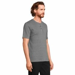 Big & Tall Lands' End Knit Rib Pajama Sleep Henley -Cheap Mens Casual Outdoor Clothing Store 5584300 ALT2