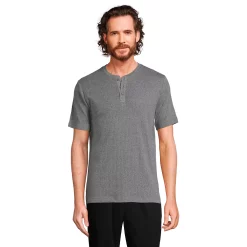 Big & Tall Lands' End Knit Rib Pajama Sleep Henley -Cheap Mens Casual Outdoor Clothing Store 5584300 Charcoal Heather