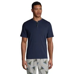 Big & Tall Lands' End Knit Rib Pajama Sleep Henley -Cheap Mens Casual Outdoor Clothing Store 5584300 Radiant Navy