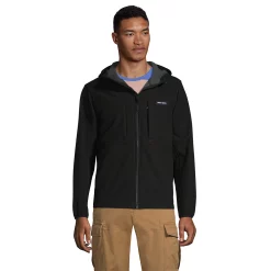 Big & Tall Lands' End Hooded Softshell Jacket -Cheap Mens Casual Outdoor Clothing Store 5584466 Black