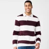 Men's Sonoma Goods For Life® Striped Fleece Rugby Pullover -Cheap Mens Casual Outdoor Clothing Store 5589033 Plum Stripe