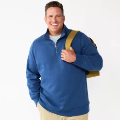 Big & Tall Sonoma Goods For Life® Quarter-Zip Fleece -Cheap Mens Casual Outdoor Clothing Store 5591255 Blue Solid