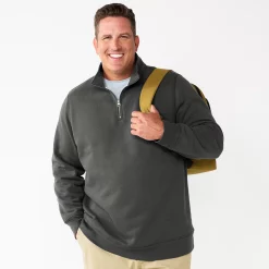 Big & Tall Sonoma Goods For Life® Quarter-Zip Fleece -Cheap Mens Casual Outdoor Clothing Store 5591255 Gray Solid