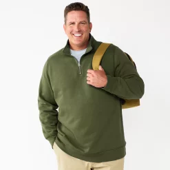 Big & Tall Sonoma Goods For Life® Quarter-Zip Fleece -Cheap Mens Casual Outdoor Clothing Store 5591255 Olive