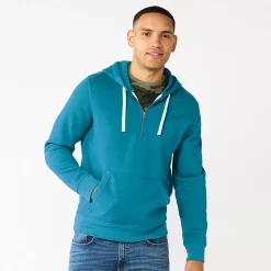 Men's Sonoma Goods For Life® Quarter-Zip Hoodie -Cheap Mens Casual Outdoor Clothing Store 5595318 Blue