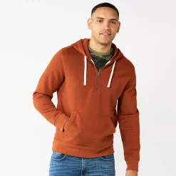 Men's Sonoma Goods For Life® Quarter-Zip Hoodie -Cheap Mens Casual Outdoor Clothing Store 5595318 Maple Chili