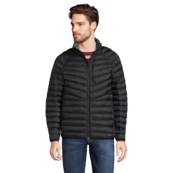 Men's Lands' End Packable Puffer Jacket -Cheap Mens Casual Outdoor Clothing Store 5619802 Black