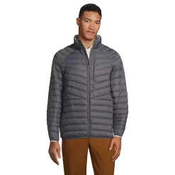 Men's Lands' End Packable Puffer Jacket -Cheap Mens Casual Outdoor Clothing Store 5619802 Gray