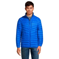 Men's Lands' End Packable Puffer Jacket -Cheap Mens Casual Outdoor Clothing Store 5619802 Royal Cobalt