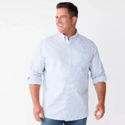 Big & Tall Sonoma Goods For Life® Perfect Length Button-Down Shirt 14 Big & Tall Sonoma Goods For Life® Perfect Length Button-Down Shirt -Cheap Mens Casual Outdoor Clothing Store 5640498 Blue Stripe