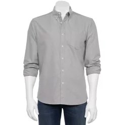 Men's Sonoma Goods For Life® Slim Perfect-Length Button-Down Shirt -Cheap Mens Casual Outdoor Clothing Store 5642086 Gray