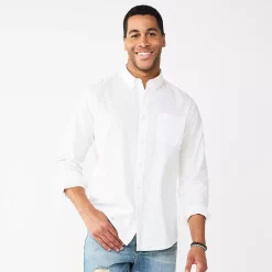 Men's Sonoma Goods For Life® Slim Perfect-Length Button-Down Shirt -Cheap Mens Casual Outdoor Clothing Store 5642086 Modern White Oxford