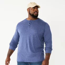 Big & Tall Apt. 9® Core Henley Top -Cheap Mens Casual Outdoor Clothing Store 5644149 Blue