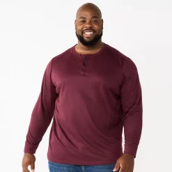 Big & Tall Apt. 9® Core Henley Top -Cheap Mens Casual Outdoor Clothing Store 5644149 Maroon