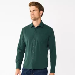 Men's Apt. 9® Slim Untucked-Fit Athleisure Tech Shirt -Cheap Mens Casual Outdoor Clothing Store 5660050 Green