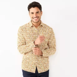 Men's Apt. 9® Slim Untucked-Fit Athleisure Tech Shirt -Cheap Mens Casual Outdoor Clothing Store 5660050 Mini Floral