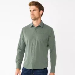 Men's Apt. 9® Slim Untucked-Fit Athleisure Tech Shirt -Cheap Mens Casual Outdoor Clothing Store 5660050 Sage Green