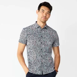 Men's Apt. 9® Slim-Fit Untucked Design Button-Down Tech Shirt -Cheap Mens Casual Outdoor Clothing Store 5666586 Absolutely Blue