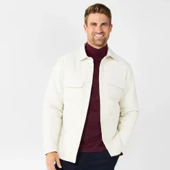 Men's Apt. 9® Quilted Puffer Shirt Jacket -Cheap Mens Casual Outdoor Clothing Store 5670829 White Onyx