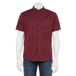 Men's Sonoma Goods For Life® Perfect-Length Button-Down Shirt -Cheap Mens Casual Outdoor Clothing Store 5690253 Burgundy White Tree