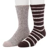 Men's ClimateSmart by Cuddl Duds 2-Pack Skinny Stripe Cozy Crew Socks