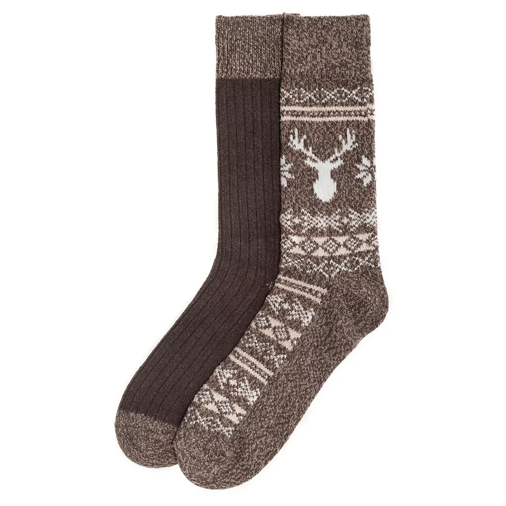 Men's ClimateSmart by Cuddl Duds 2-Pack Geometric Deer Fairisle Crew Socks 5 Men's ClimateSmart by Cuddl Duds 2-Pack Geometric Deer Fairisle Crew Socks - Image 3